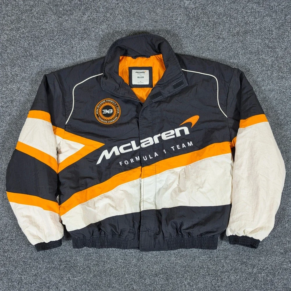 Hollister McLaren Formula 1 Team Racing Jacket Mens Medium Black Orange White F1